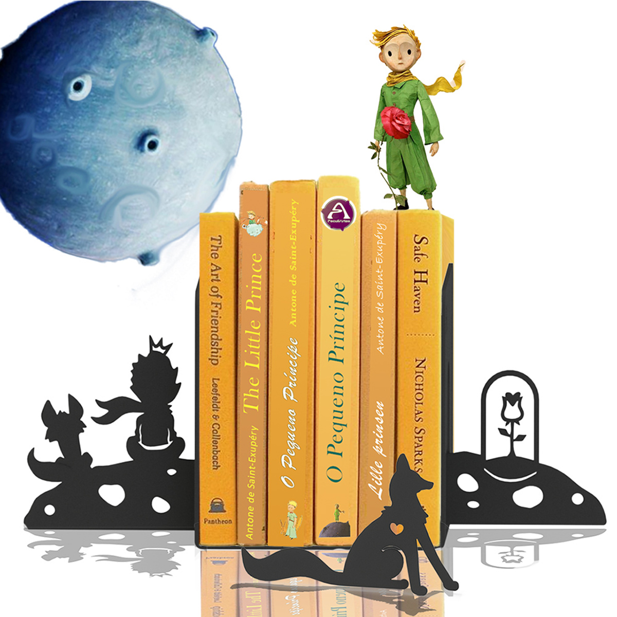 Suporte de Livros “A Raposa & O Pequeno Príncipe” – Porta-Livros, Apoio, Bibliocanto & Bookends – PeculiArtes