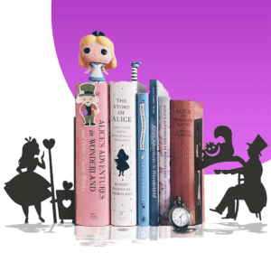 Suporte de Livros “Alice no País das Maravilhas” em Aço Premium – Apoio, Bibliocanto & Bookends – PeculiArtes