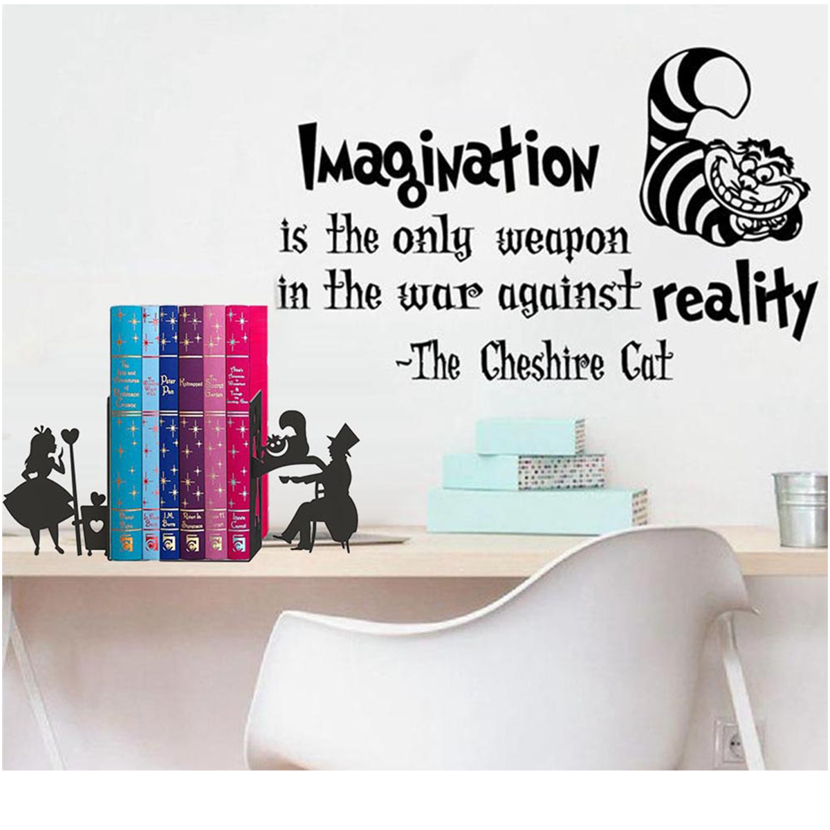 Suporte de Livros “Alice no País das Maravilhas” em Aço Premium – Apoio, Bibliocanto & Bookends – PeculiArtes - Imagem 5