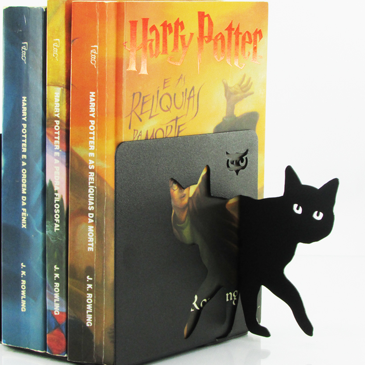 Suporte de Livros “Gato Curioso” em Aço Premium – Apoio, Bibliocanto & Bookends – PeculiArtes - Imagem 2