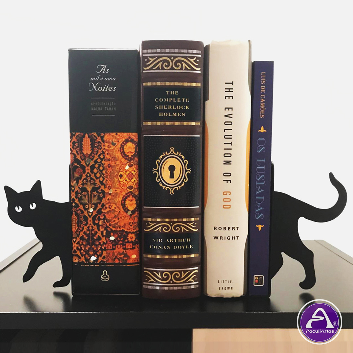 Suporte de Livros “Gato Curioso” em Aço Premium – Apoio, Bibliocanto & Bookends – PeculiArtes - Imagem 5