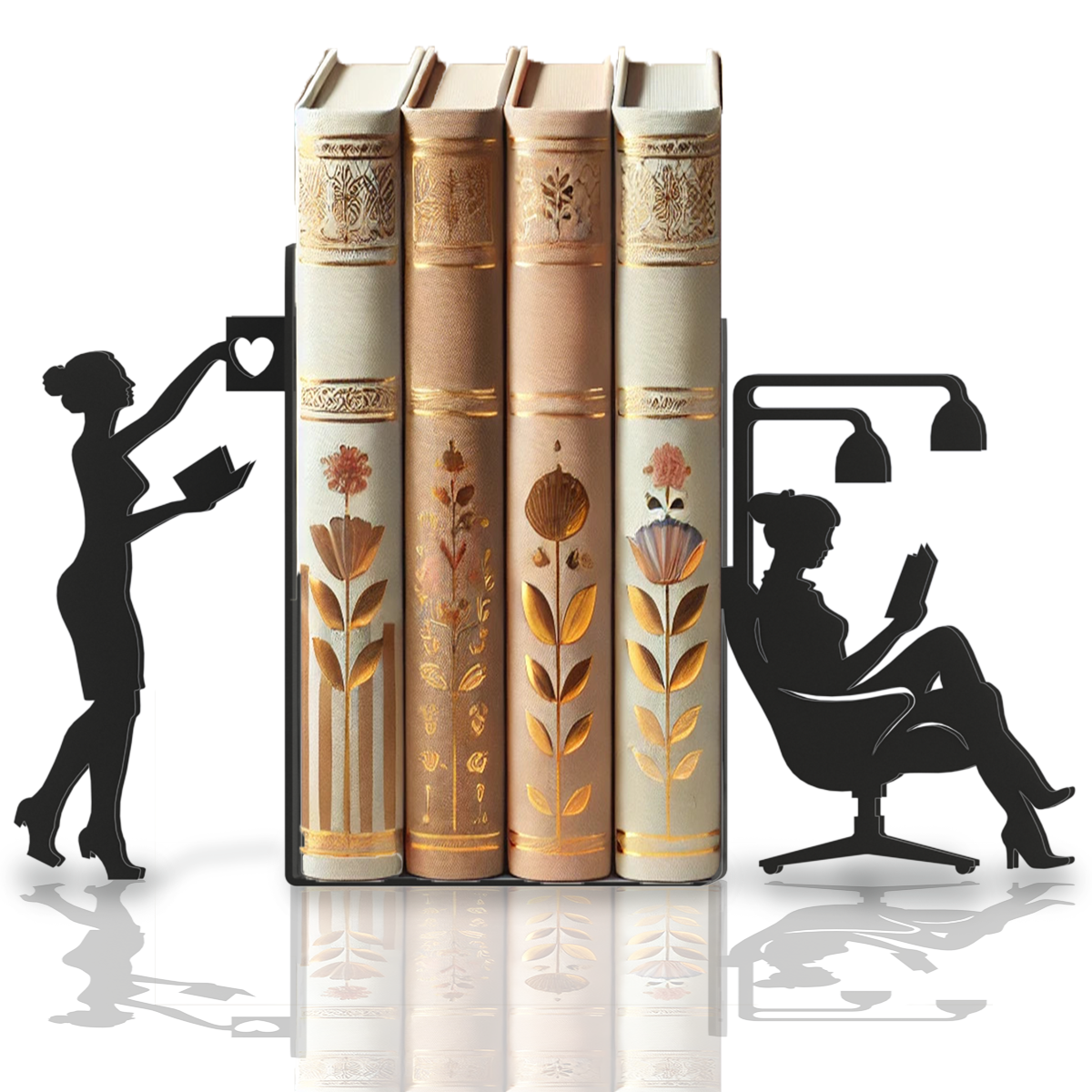 Suporte de Livros em Aço “Mulheres & Leitura” – Porta-Livros, Apoio, Bibliocanto & Bookends – PeculiArtes - Imagem 9