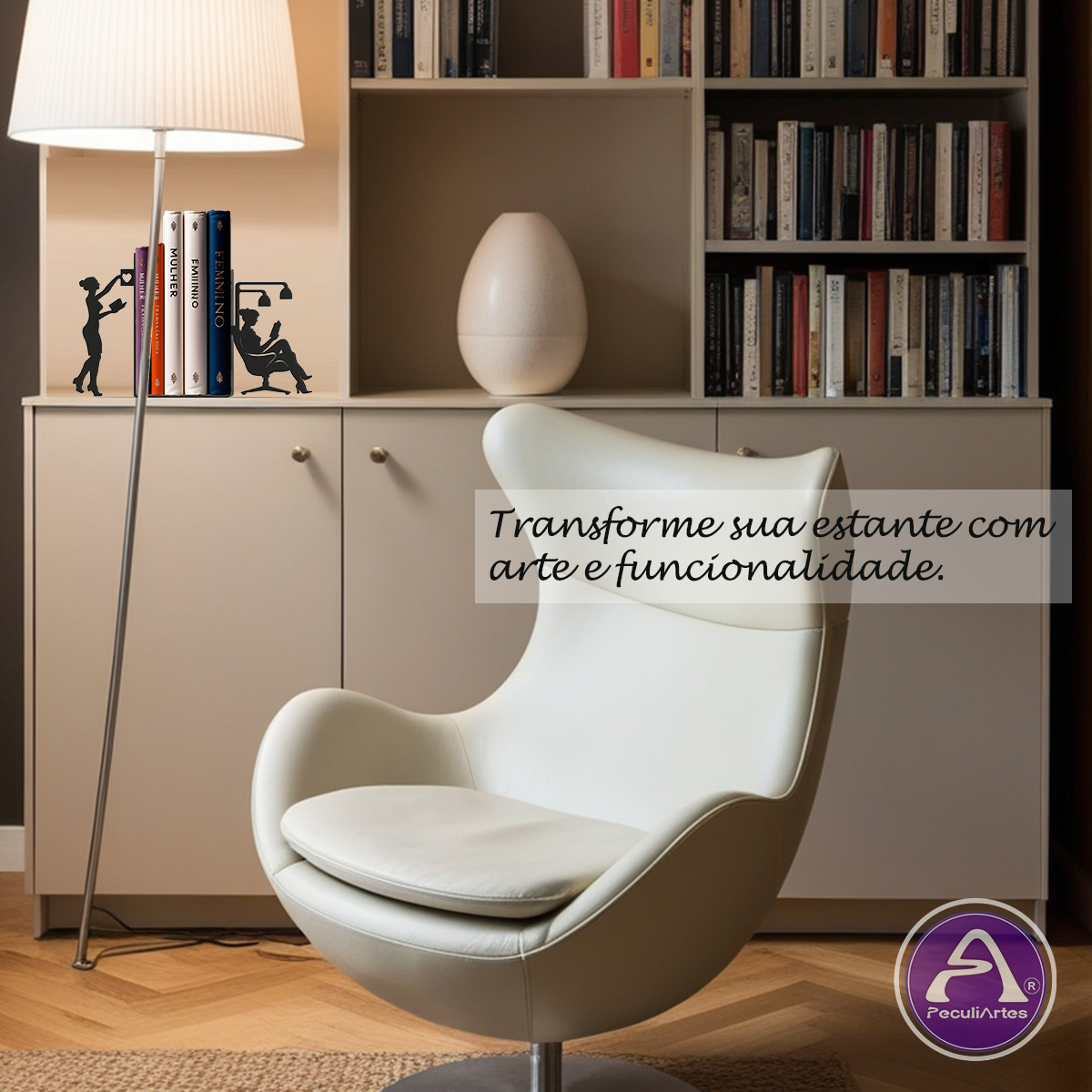 Suporte de Livros em Aço “Mulheres & Leitura” – Porta-Livros, Apoio, Bibliocanto & Bookends – PeculiArtes - Imagem 7